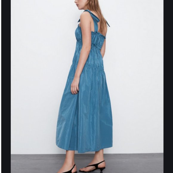Zara TAFFETA TIE DRESS TRF TRF Mid-blue-8342/115 - Picture 2 of 5